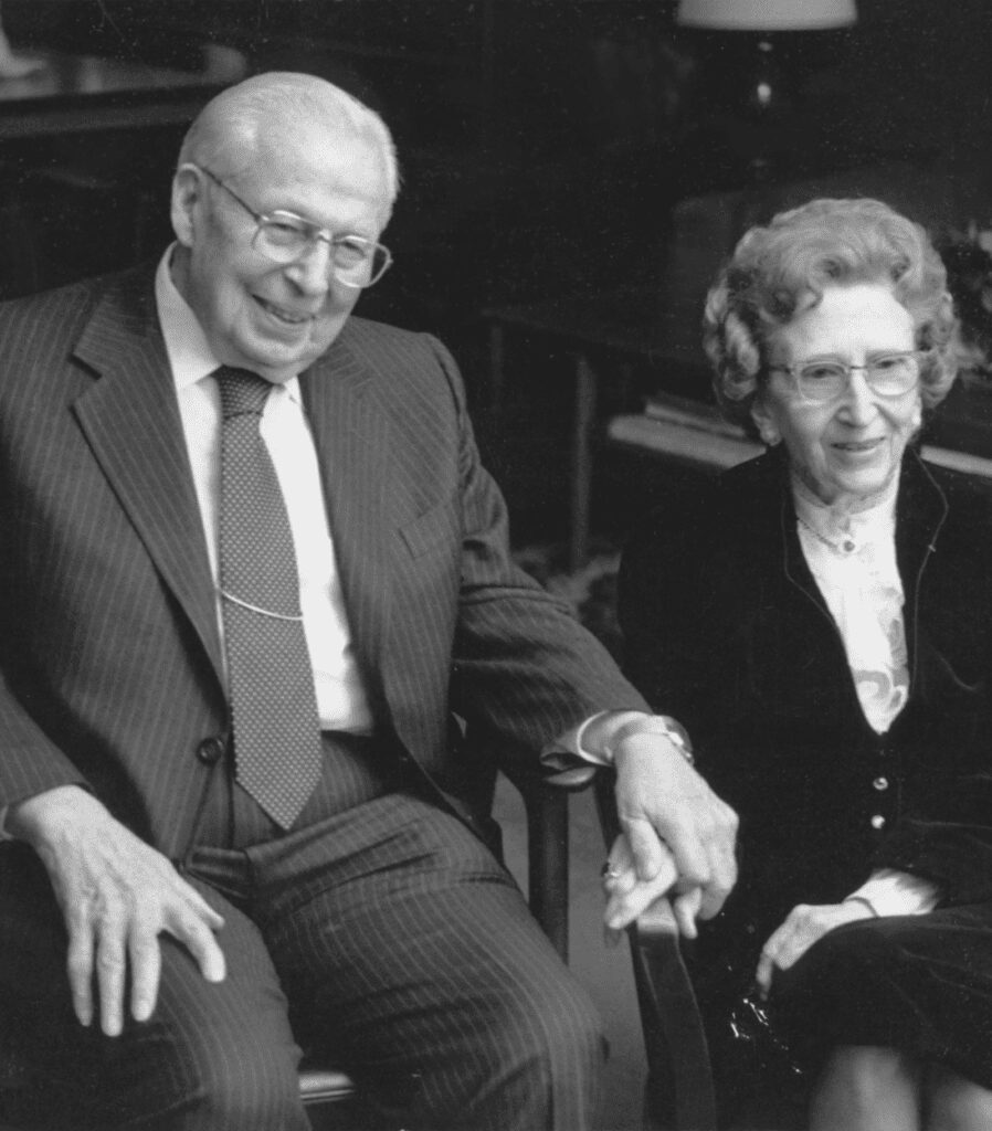 Black and white photo of Mr. and Mrs. Towsley sitting down